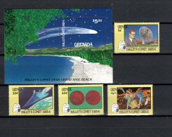 Grenada 1986 Space Halley's Comet Set Of 4 + S/s MNH - Noord-Amerika