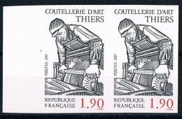 France 1987 N° 2467 Paire  Non Dentelé  IMP Neuf MNH ** Coutellerie D'Art Thiers - 1981-1990