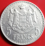 5 Francs 1943 Monaco Aluminium (TTB) - 1922-1949 Louis II.