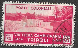 LIBIA - 1934 - 8^ FIERA DI TRIPOLI - C. 75 - USATO (YVERT TRIPOLITANIE 147 - MICHEL TRI 212 - SS LIB 130) - Libya