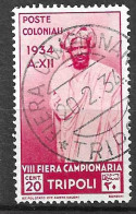 LIBIA - 1934 - 8^ FIERA DI TRIPOLI - C. 20 - USATO ANNULLO FIERA  (YVERT TRIPOLITANIE 143 - MICHEL TRI 203 - SS LIB 126) - Libye