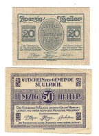 **notgeld   Austria St Ulrich 20+50 Heller  940 - Autriche