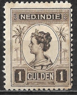 Ned. Indië: 1913-1932 Koningin Wilhelmina 1 Gulden Bruin NVPH 132 B Ongestempeld - Netherlands Indies