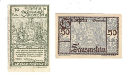 **notgeld   Austria Sausenstein 10+50 Heller   950c - Autriche