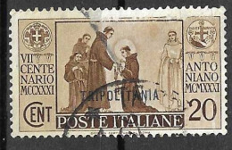 TRIPOLITANIA - 1931 - S. ANTONIO - C. 20 - USATO (YVERT 118 - MICHEL 151 - SS 87) - Tripolitaine