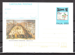 Italia   -  1990.  Cartolina Postale " Calciofil '90 " . Mascotte Ciao. Calcio Storico Fiorentino . MNH - 1990 – Italië