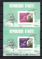 Haiti 1969 Space, Apollo 7 And 8 Set Of 2 S/s Imperf. CTO - Amérique Du Nord