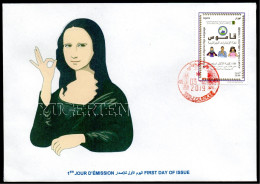 ALGERIA  2019 - FDC - Sign Language - Da Vinci - De Vinci - Mona Lisa - Joconde - Gioconda - Deafness - Deaf - Disabled - Handicap