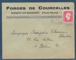Lettre Affr. 1,50 F Marianne De Londres Tàd Nogent En Bassigny 16.2.1945 Enveloppe Illustrée Forges De Courcelles - 1944-45 Marianne (Dulac)