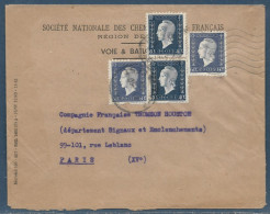 Lettre Affr. 2 X 40 C Et 2 X 60 C Marianne De Londres Omec Paris Gare De L’Est 1945 - 1944-45 Maríanne De Dulac