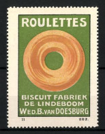 Reklamemarke Roulettes Biscuit, Fabriek De Lindeboom, Wed. B. Van Doesburg  - Erinnofilia