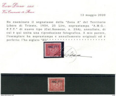 Trieste A - Segnatasse L.25 N. 25A Usato Cert. Diena - Ungebraucht