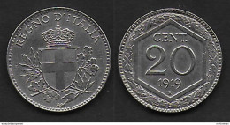 1919 Italia VE III 20c. Esagono Cupronichel FDC - 1900-1946 : Vittorio Emanuele III & Umberto II