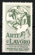 Reklamemarke Verona, Esposizione Industriale Moderna Arte E Lavoro 1908, Nackter Mann Und Frau Auf Pferd  - Erinnofilia