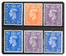 KGVI 1941 Definitives Colour Change SG485 - SG490 Used & Mounted Mint Hrd2a - Nuevos