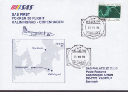 Russia SAS First Fokker 50 Flight KALININGRAD-COPENHAGEN 1993 Cover Brief Lettre Europa Joint Issue Parallelausgabe - Lettres & Documents