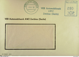 DDR: Brief Mit AFS Deutsche Post =020= ZWICKAU (SACHS) 5.5.58 "VEB Automobilwerk AWZ Zwickau (Sachs)" - Máquinas Franqueo (EMA)