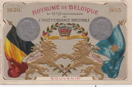 Royaume De Belgique - 75ème Anniversaire L'Indépendance Nationale - 1880 - 1905 - Carte Gauffrée - Geschiedenis