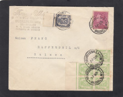 LETTRE DE BRUXELLES AVEC COB NOS. 418A X 5,421,429,POUR RAPPERSWIL,SUISSE.1938. - Lettres & Documents