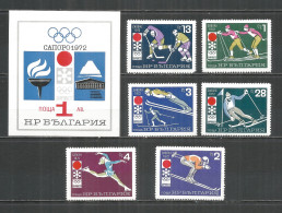 BULGARIA 1971 Mint Stamps MNH (**) Set & Block Sport Sapporo'72 - Unused Stamps