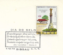 Guinée Portugaise Bissau Cachet Commémoratif Ecrivain Poète Camões Lusiadas Journée Du Timbre 1972 Portuguese Guinea - Portugiesisch-Guinea