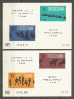 Mexico 1967 Year, Mint 2 Blocks MNH (**)  XIX Olympiada - Mexico