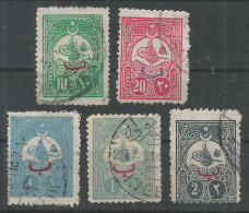 Turkey 1908 Year , 5 Used Stamps OVPT - Used Stamps