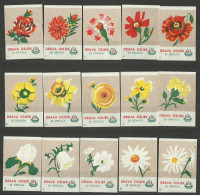 Yugoslavia 15 Old Matchbox Labels - Flowers - Boites D'allumettes - Etiquettes