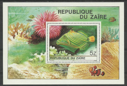 Zaire 1980 Year, Block Mint MNH (**) Fish - Nuevos