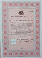 Tokyu Recreation C°, Ltd, - Vier Inhaber-optionsscheine - Franktfurt-am-Main - 1991 - Otros & Sin Clasificación