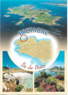 Cartes Géographiques - Bretagne - Île De Batz - 3 Vues - 1 Timbre Philatélique Au Verso, Voir Scan - Cpm - écrite- - Carte Geografiche