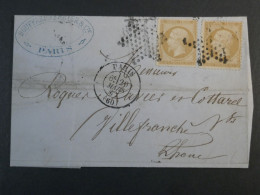 DN3 FRANCE  LETTRE 1862  ETOILE DE PARIS A VILLEFRANCHE +N°21+AFF. INTERESSANT++ - 1849-1876: Klassik