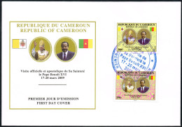 CAMEROUN Cameroon Kamerun Visit Pope Pape Benoit XVI 2009 = Pair On FDC Cover = Mi 1257 1258 Sc 959 960 YT 918 919 - Päpste