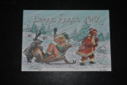 Carte De Voeux 2012 HX 13/20 Ex Signée Au Revers Tampon Les Amis De François Walthéry Bonne Année 2012 - Cartes Postales