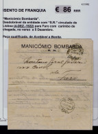 Sp87156 PORTUGAL "Manicómio Bombarda" S.R. Cover 1922 Mailed Faro Pmk RARE Portugal - Geneeskunde