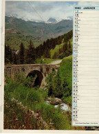 Calendrier De 1980 : Plan De Perpignan Avec Ct Des Rues, Serre Erraud (pont) Moulin Fontvieille Bresse Gorges Tarn - Groot Formaat: 1971-80