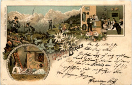 Gruss Aus Den Bergen - Litho - Künstler-AK Eugen Felle - Greetings From...