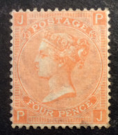 GB21 Victoria 4 P Rouge Orange YT N° 32 Neuf * Grande Jarretière Défraîchi Peu De Gomme - Nuevos