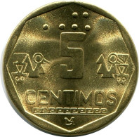 5 CENTIMOS 1998 PERU UNC Münze #M10043.D.A - Perú