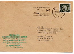 63491 - DDR - 1959 - 20Pfg Zirkel Rechts EF A Bf ERFURT - DEUTSCHE LUFTHANSA ... -> Greiz - Cartas & Documentos