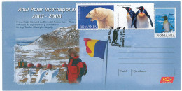 IP 2007 - 056b PENGUINS, Romania - Stationery + SPECIAL STAMP WITH VIGNETTE - Used - 2007 - Pinguine