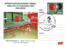 IP 2007 - 091a TABLE TENNIS, Romania - Stationery - Used - 2007 - Tennis Tavolo