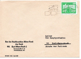 63494 - DDR - 1974 - 10Pfg Gr.Bauten EF A OrtsBf KARL-MARX-STADT - 25 JAHRE DDR - Briefe U. Dokumente