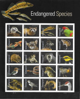 USA, 2023, MNH, ENDANGERED SPECIES, BIRDS, KINGFISHERS, PARROTS,  FISH, SNAKES,FELINES, WOLVES, SHEETLET OF 20v - Other & Unclassified