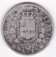 1 Lira Stemma 1863 M Milano , Vittorio Emanuele II , En Argent - 1861-1878 : Vittoro Emanuele II