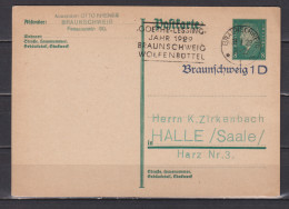 Dt.Reich P 181 Werbe-o Braunschweig 1/31.1.29/Goethe-Lessing Jahr 1929.. Und L1 Braunschweig 1D Nach Halle - Tarjetas