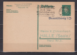 Dt.Reich P 181 Werbe-o Braunschweig 1/31.1.29/Goethe-Lessing Jahr 1929.. Und L1 Braunschweig 1D Nach Halle - Briefkaarten