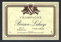 Etiquette Champagne Brut 1er Cru   Brisson Lahaye Tours Sur Marne  Marne 51 - Champagner