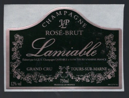 Etiquette Champagne Rosé Brut Grand Cru  Lamiable   Tours Sur Marne  Marne 51 - Champagner