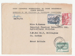 CHEMISTRY 1964 Executive Committee Industrial Chemistry Congress POLAND  To ICI Imperial Chemicals  GB Cover Stamps - Chimie